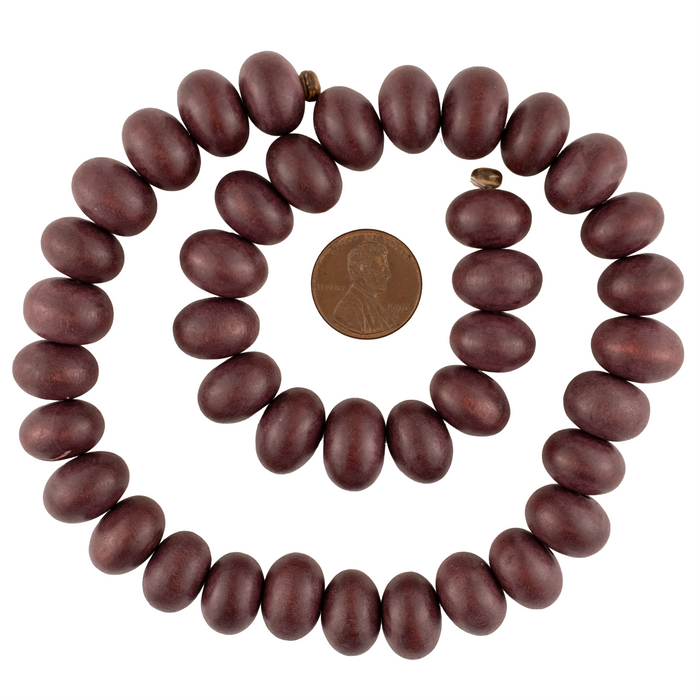 Grape Brown Abacus Natural Wood Beads (10x15mm)