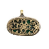 Brass Inlaid Deep Green Floral Pendant