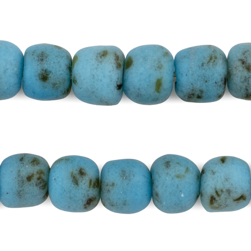 Vintage-Style Turquoise Recycled Glass Beads (13mm) - The Bead Chest
