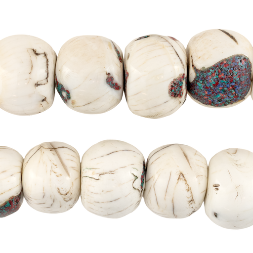 Inlaid Round Naga Graduated Conch Shell Beads (15-20mm)