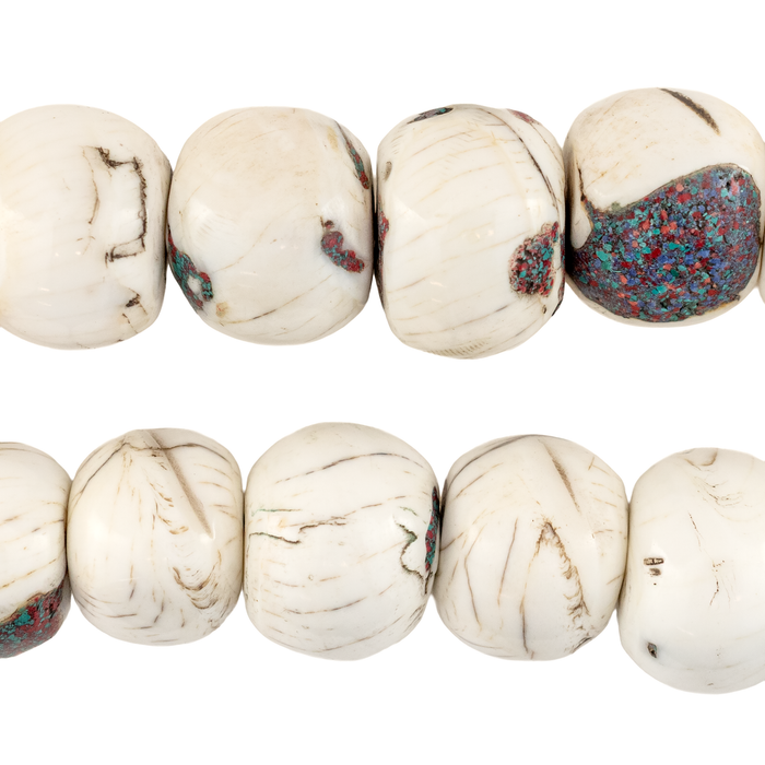 Inlaid Round Naga Graduated Conch Shell Beads (15-20mm)