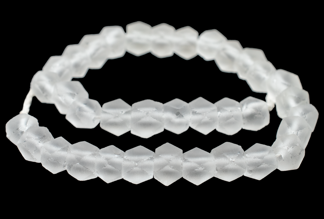 Clear Diamond Cut Recycled Java Sea Glass Beads — The Bead Chest