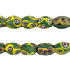 Green Tone Matching Oval Antique Venetian African Millefiori Trade Beads