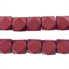 Raspberry Red Diamond Cut Natural Wood Beads (12mm)