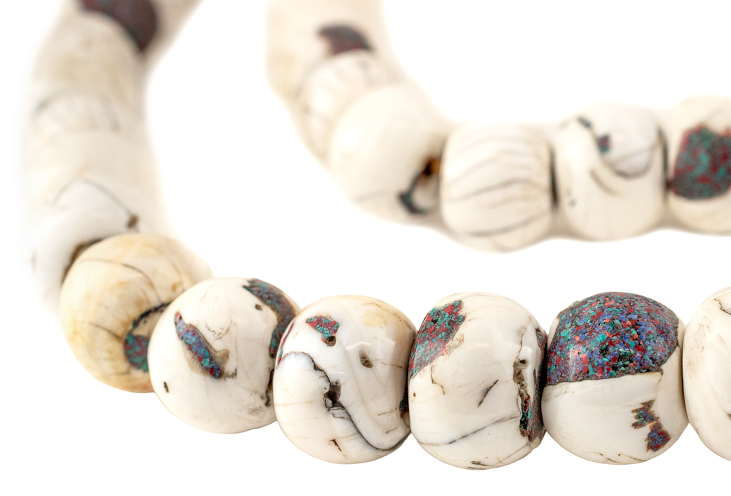 Inlaid Round Naga Graduated Conch Shell Beads (15-20mm)