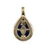 Brass Inlaid Blue Tear Drop Pendant (14x25mm)