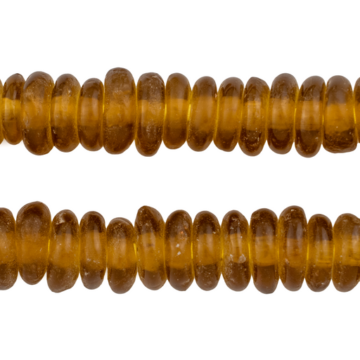 Amber Rondelle Recycled Glass Beads - The Bead Chest