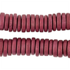 Raspberry Red Disk Natural Wood Beads (4x15mm)