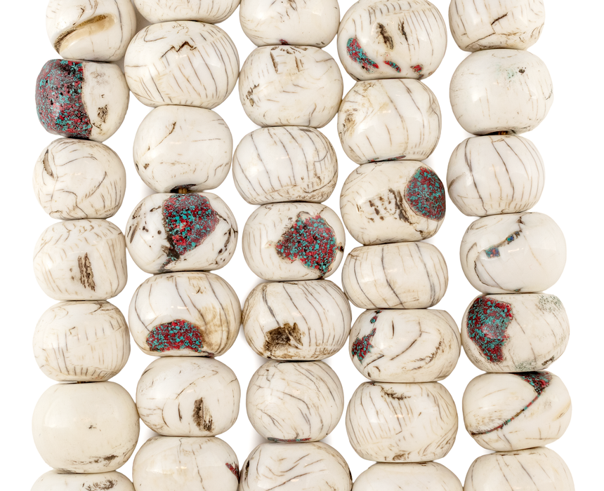 Inlaid Round Naga Graduated Conch Shell Beads (15-20mm)