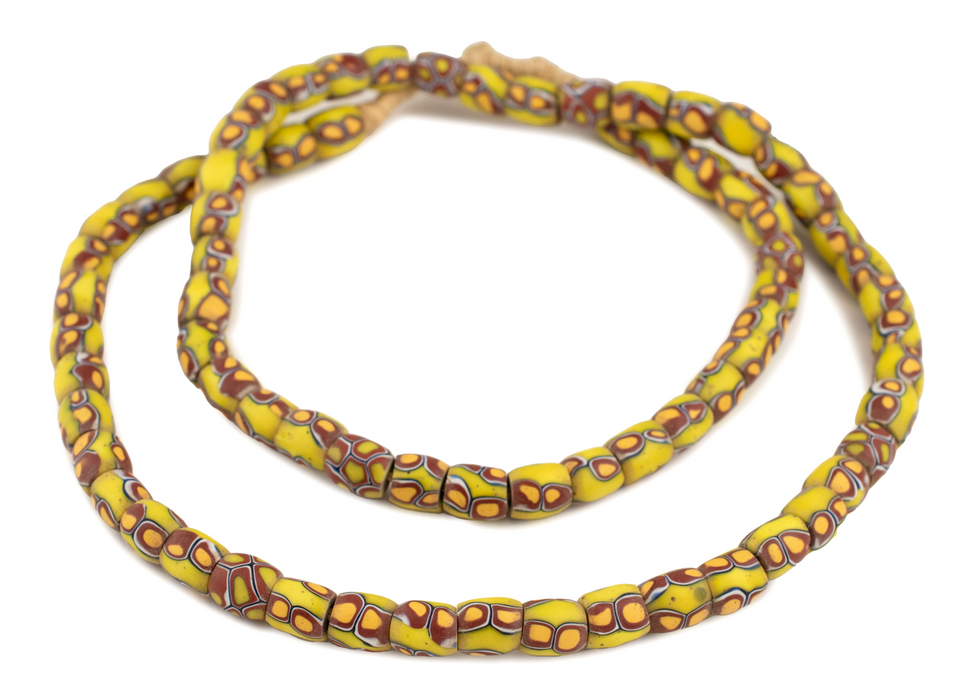 Brown & Yellow Matching Antique Oval Venetian Millefiori Beads
