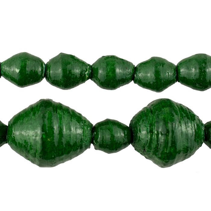 Dark Green Recycled Paper Beads from Uganda (Large)