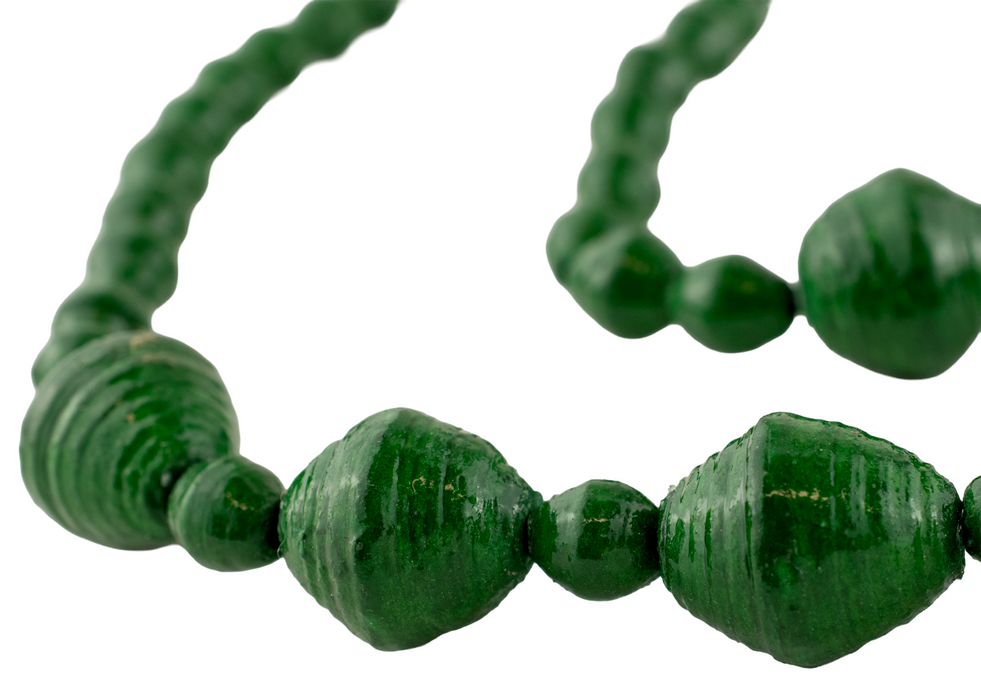 Dark Green Recycled Paper Beads from Uganda (Large)