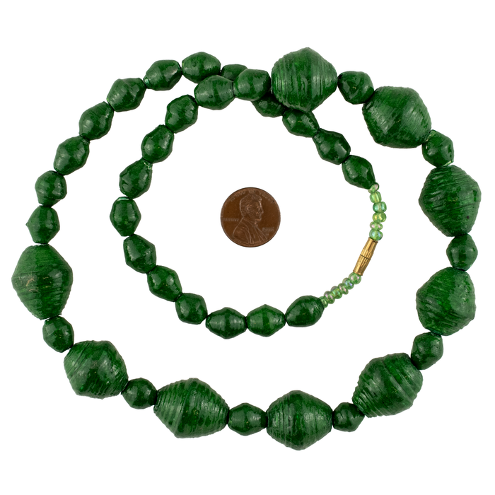 Dark Green Recycled Paper Beads from Uganda (Large)