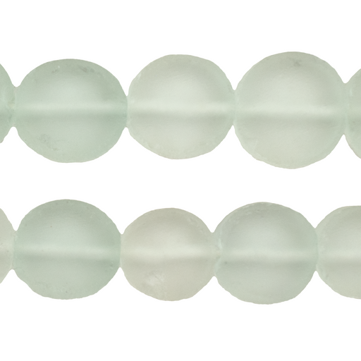 Clear Aqua Flat Circular Java Recycled Glass Beads (18mm)