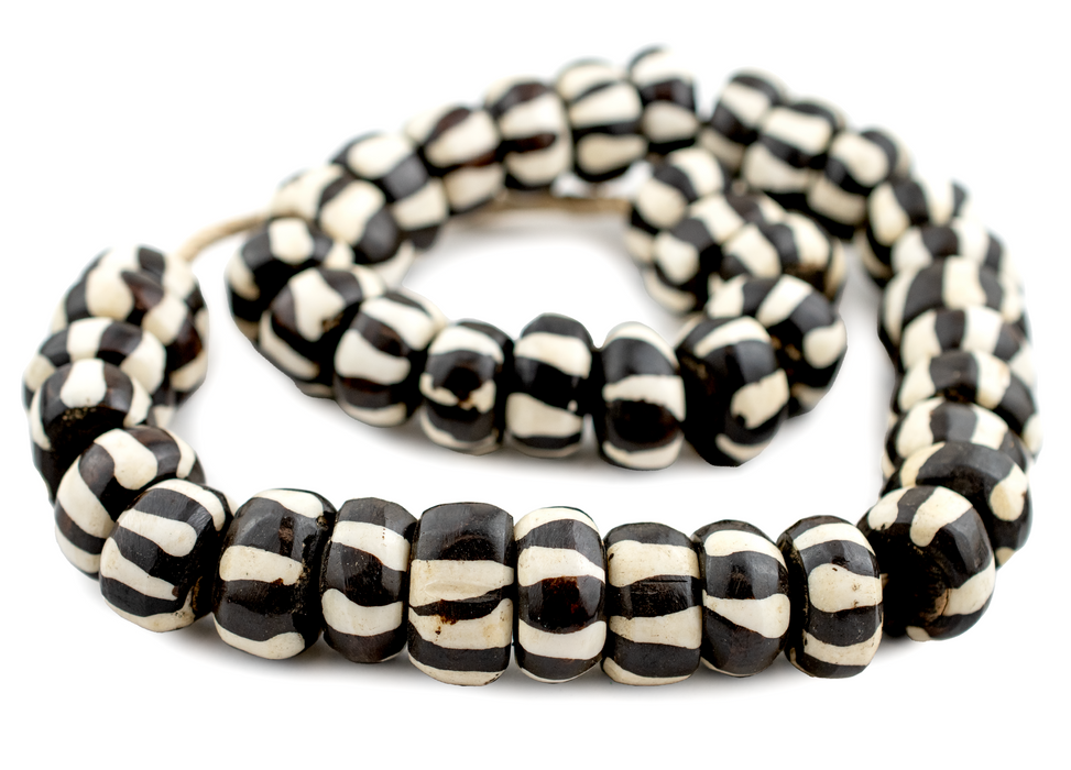 Zebra Design Batik Bone Beads (Large) - The Bead Chest