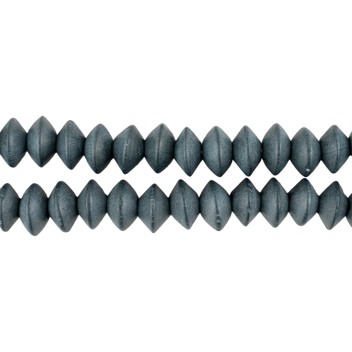 Charcoal Grey Bicone Natural Wood Beads (5x8mm)