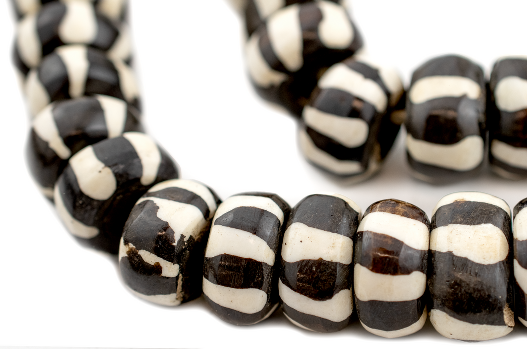 Zebra Design Batik Bone Beads (Large) - The Bead Chest