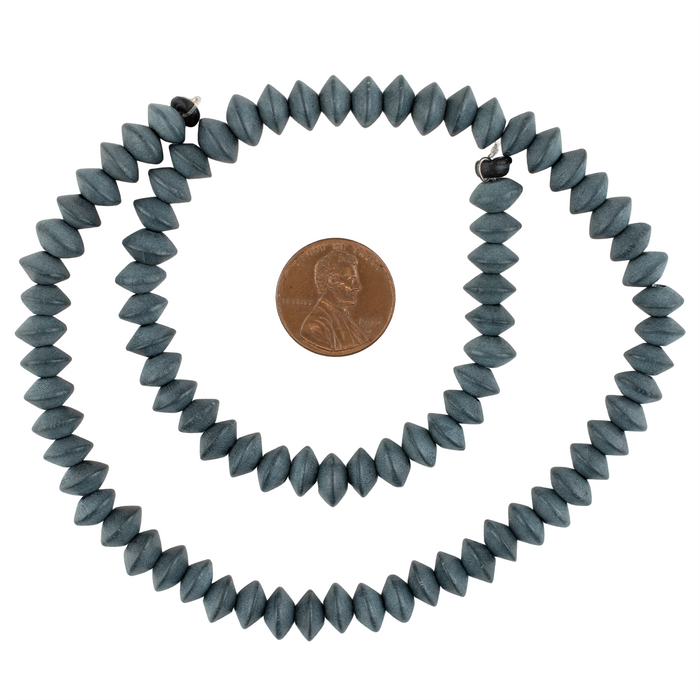 Charcoal Grey Bicone Natural Wood Beads (5x8mm)