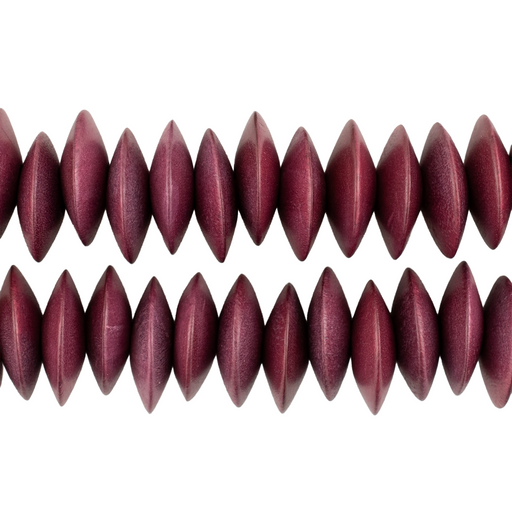 Raspberry Red Saucer Natural Wood Beads (15mm)