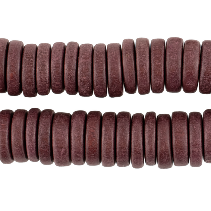 Grape Brown Disk Natural Wood Beads (4x15mm)
