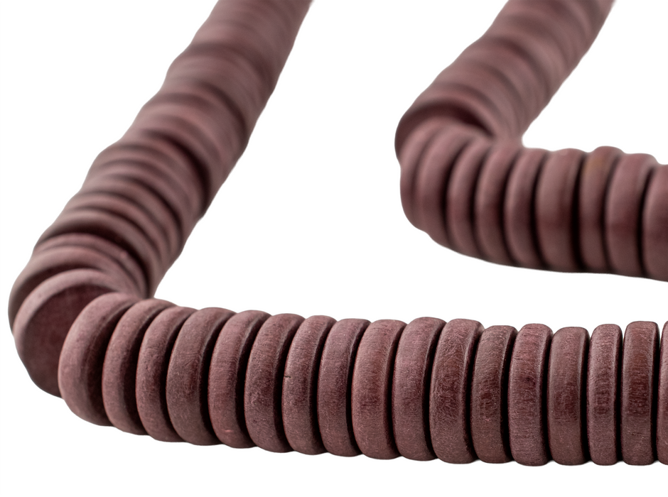 Grape Brown Disk Natural Wood Beads (4x15mm)