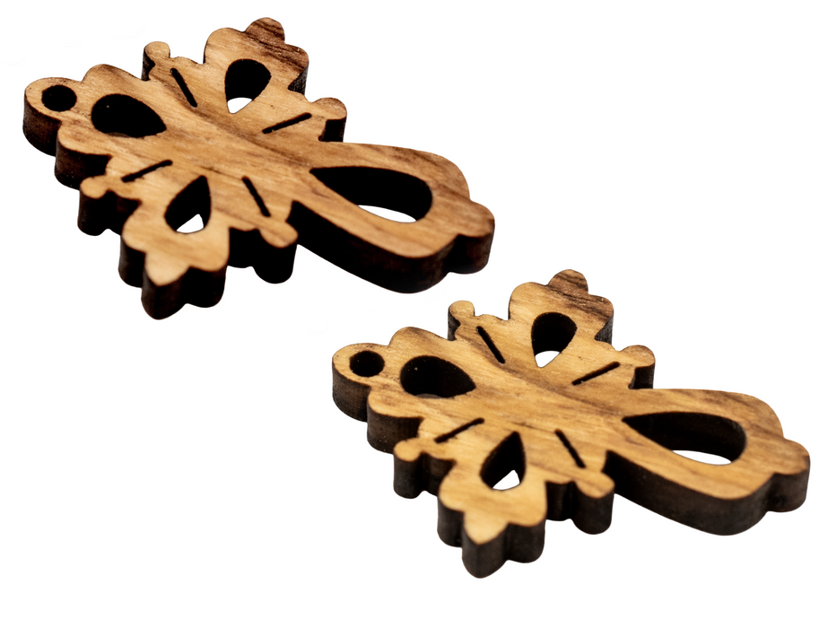 Olive Wood Pendant from Bethlehem (Floral Cross)