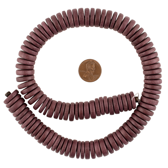 Grape Brown Disk Natural Wood Beads (4x15mm)