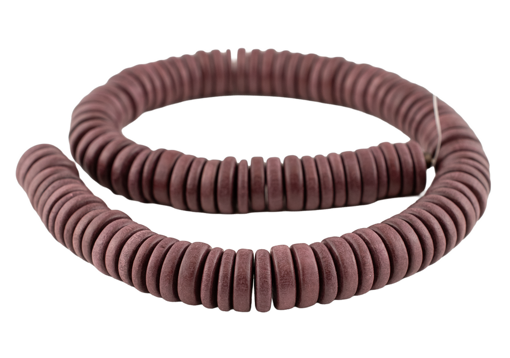 Grape Brown Disk Natural Wood Beads (4x15mm)