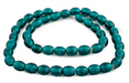 Teal Oval White Heart Beads (13x11mm) - The Bead Chest