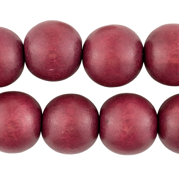 Raspberry Red Round Natural Wood Beads (20mm)