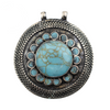 Light Turquoise Blue Inlaid Afghan Silver Pendant