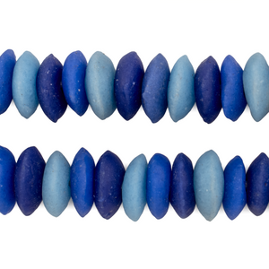 Blue Medley Ashanti Glass Saucer Beads (14mm)
