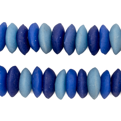Blue Medley Ashanti Glass Saucer Beads - The Bead Chest