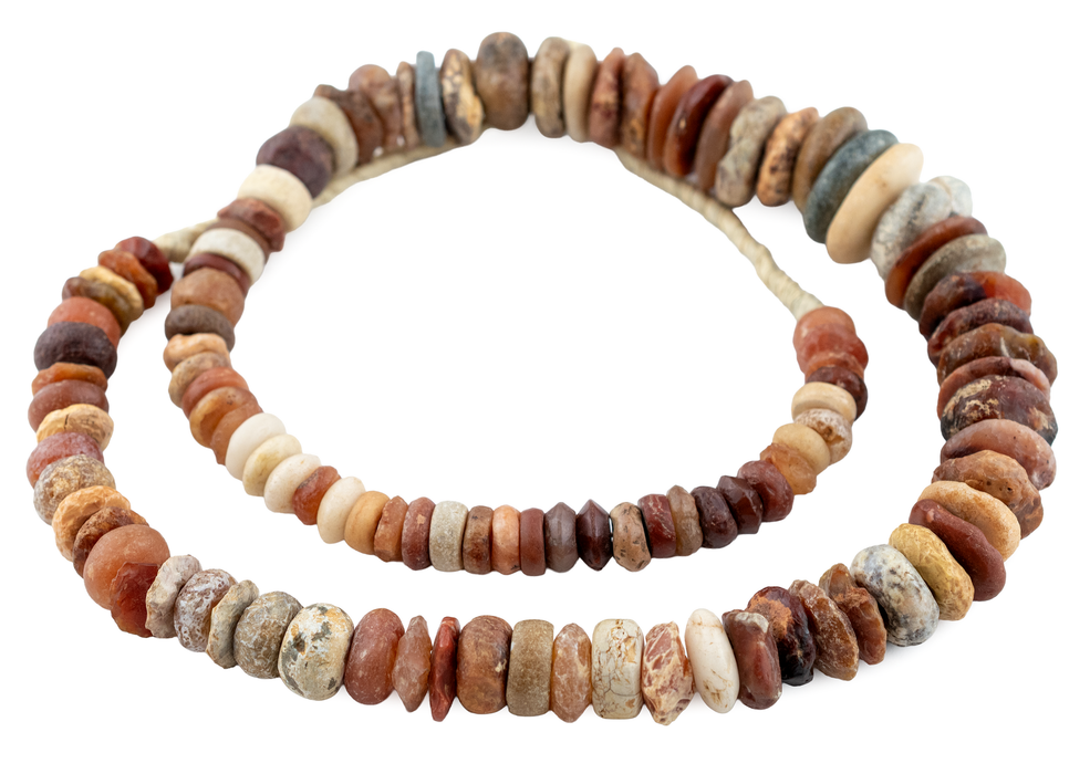 Ancient Chiseled Mali Stone & Carnelian Beads