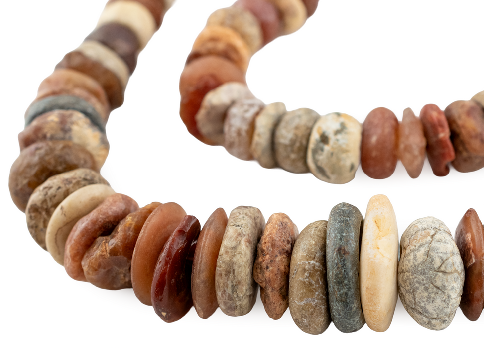 Ancient Chiseled Mali Stone & Carnelian Beads