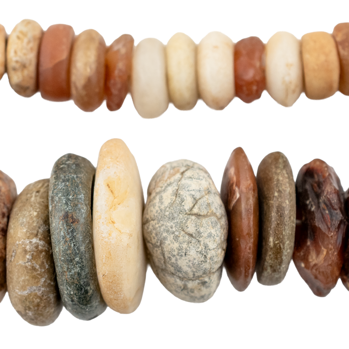 Ancient Chiseled Mali Stone & Carnelian Beads