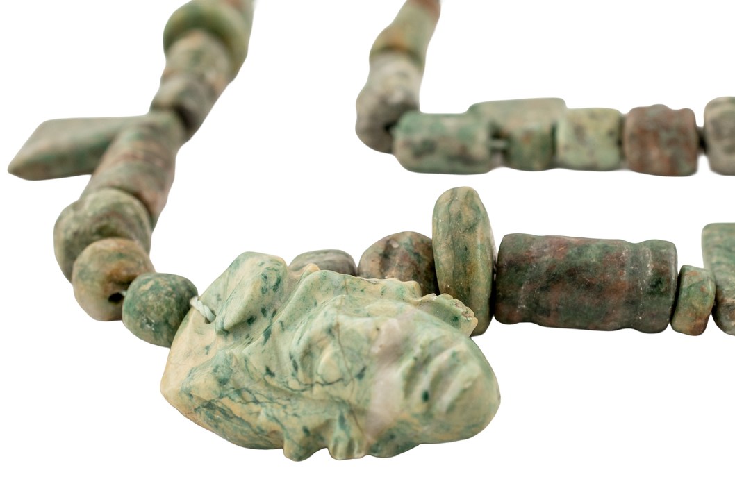 Hand-carved Mayan Jade Beads with Pendant #17509