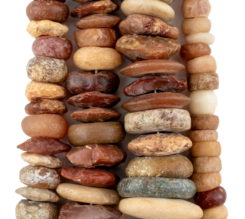 Ancient Chiseled Mali Stone & Carnelian Beads