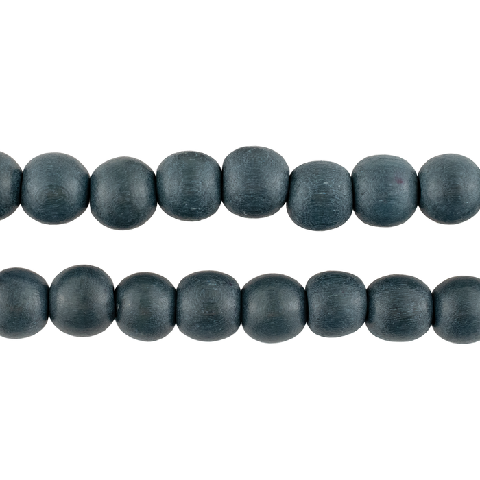 Charcoal Grey Round Natural Wood Beads (8mm)