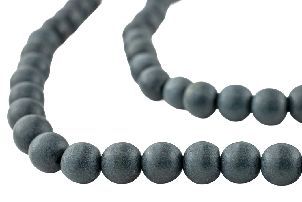 Charcoal Grey Round Natural Wood Beads (8mm)
