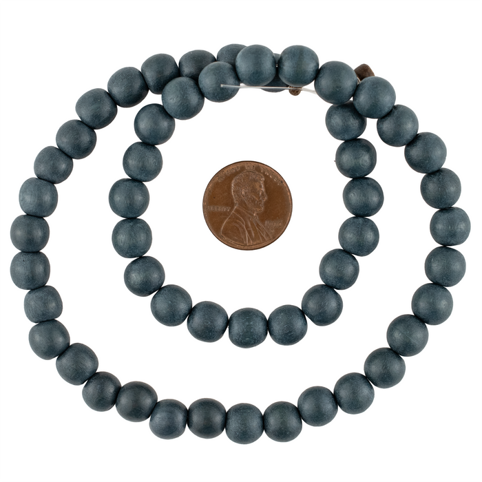 Charcoal Grey Round Natural Wood Beads (8mm)