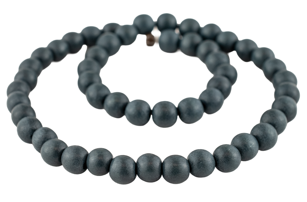 Charcoal Grey Round Natural Wood Beads (8mm)