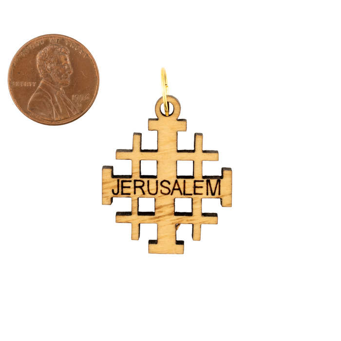 Olive Wood Pendant from Bethlehem (Jerusalem Cross)