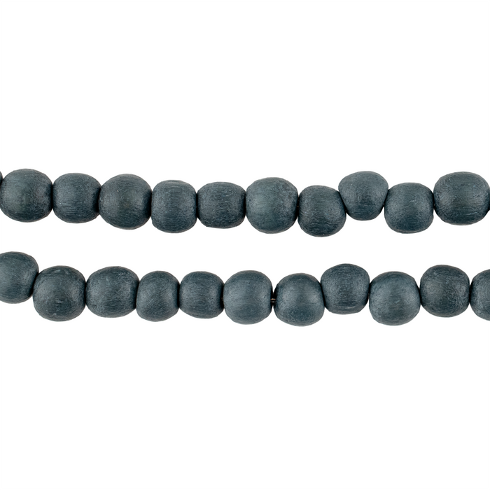 Charcoal Grey Round Natural Wood Beads (6mm)