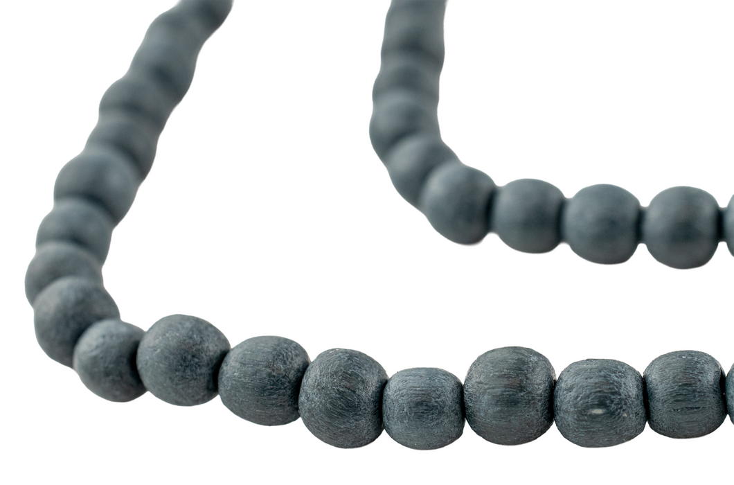 Charcoal Grey Round Natural Wood Beads (6mm)