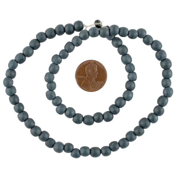 Charcoal Grey Round Natural Wood Beads (6mm)