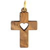 Olive Wood Pendant from Bethlehem (Cross with Heart)