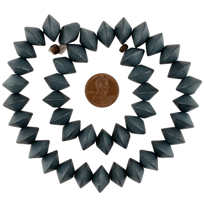 Charcoal Grey Bicone Natural Wood Beads (10x15mm)