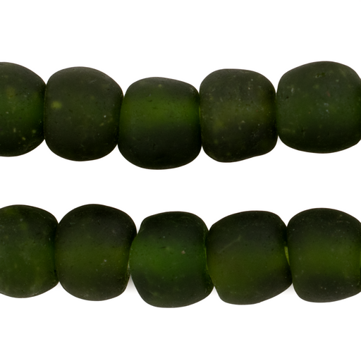 Forest Green Recycled Glass Beads (14mm) - The Bead Chest