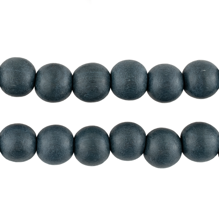 Charcoal Grey Round Natural Wood Beads (10mm)